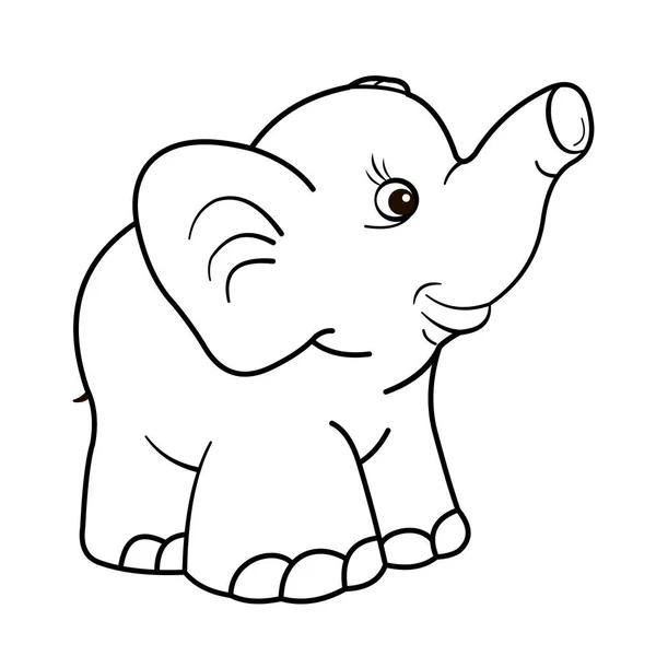 Animais Livro Colorir Para Crianças Imagem Preto Branco Elefante — Fotografia de Stock