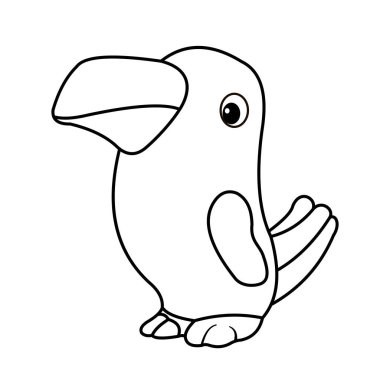 Hayvanlar, çocuklar için boyama kitabı. Siyah beyaz imge, papağan