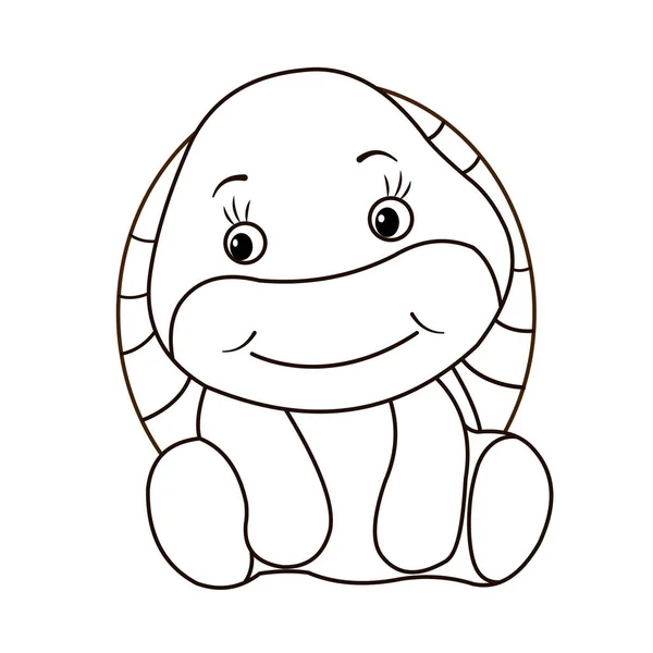 Djur Teckningar För Barn Uppkopplad Svart Och Vit Bild Sköldpadda — Stockfoto