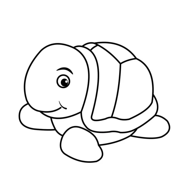Dieren Kleurboek Voor Kinderen Zwart Wit Beeld Schildpad — Stockfoto