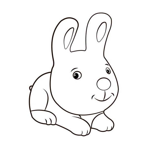 Animals Coloring Book Kids Black White Image Rabbit — Stock Photo, Image