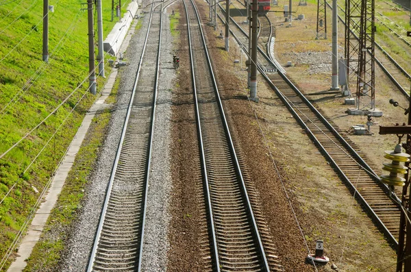 Railway Tracks Future Rails Close Background — Stock Photo, Image