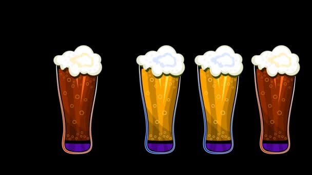 Animation Biergläser Mit Bier Helles Und Dunkles Bier Bierfest — Stockvideo