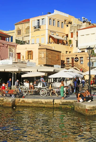 Chania Arbour Houses Crete Island Greece Octobrer 2018 Harbor Crete — Stock Photo, Image