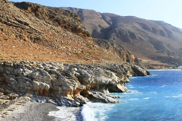 Golven Strand Langs Kust Van Zuid West Kreta Griekenland — Stockfoto
