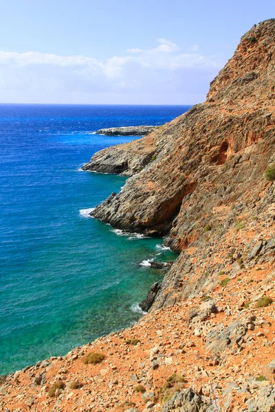 Blauwe Zee Kliffen Ongerept Water Van Kust Rond Loutro Sougia — Stockfoto