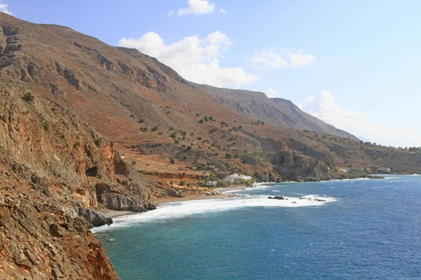 Blauwe Zee Kliffen Ongerept Water Van Kust Rond Loutro Sougia — Stockfoto