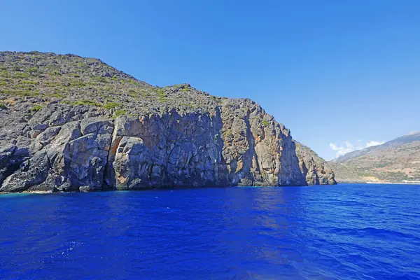 Cliffs Blue Sea Southwest Crete Island Greece — Stockfoto