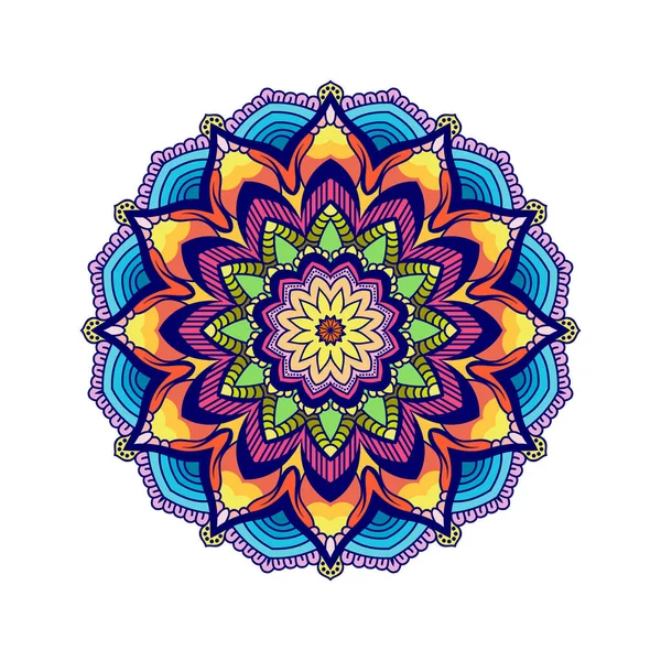 Fondo Colorido Mandala Floral Arte Garabato Dibujado Mano Vectorial Flor — Vector de stock