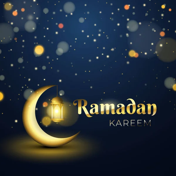 Ramadan Kareem Fest Vackra Islamiska Gratulationskort Med Glitter Guldpartiklar Lyx — Stock vektor