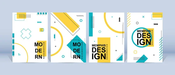 Moderní Geometrický Design Cool Memphisův Plakát Pozadí Sada Módního Designu — Stockový vektor