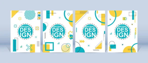 Trendiges Geometrisches Design Cooler Memphis Poster Hintergrund Set Von Trendigen — Stockvektor