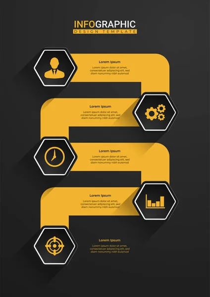 Hexagonális Lehetőségek Merész Utakkal Ikonokkal Kreatív Üzleti Prezentáció Design Infografikához — Stock Vector