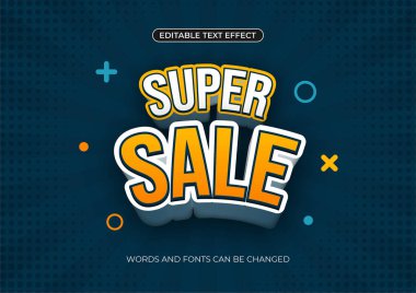 Düz tasarımda süper satış afişi tanıtımı, düzenlenebilir metin efekti
