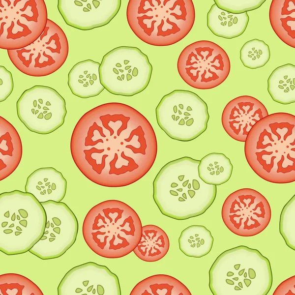El patrón sin costuras con los elementos alimenticios - los pepinos y los tomates — Vector de stock