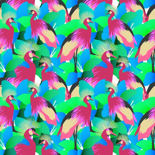 Vinçler ve güzel lotuslar ile dikişsiz desen. Vektör arka planı