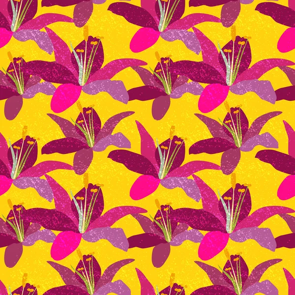Vektor sömlösa mönster med liljor. Illustration av blomster bakgrund. — Stock vektor