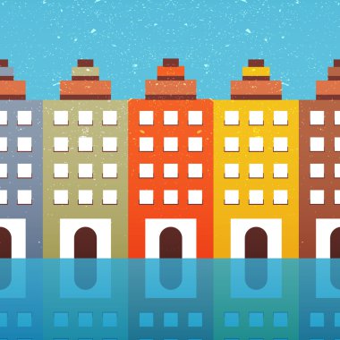 Eski şehir, mimari, seyahat ve macera teması vektör illüstrasyon.