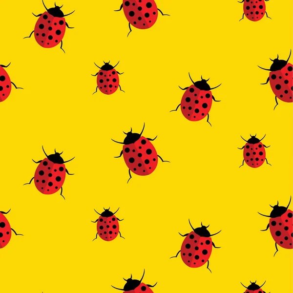 Vector seamless pattern with ladybug. Illustration for print, textile etc — Stock Vector