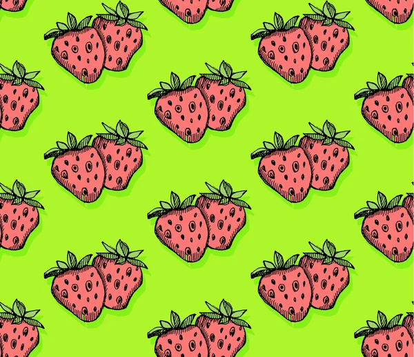 Vektor nahtlose Muster mit Erdbeere. Illustration des Erdbeerhintergrundes für Druck, Textilien usw. — Stockvektor