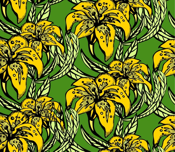 Vektor nahtlose Muster mit Lilien. Illustration des floralen Hintergrunds für Druck, Textilien usw. Stockillustration