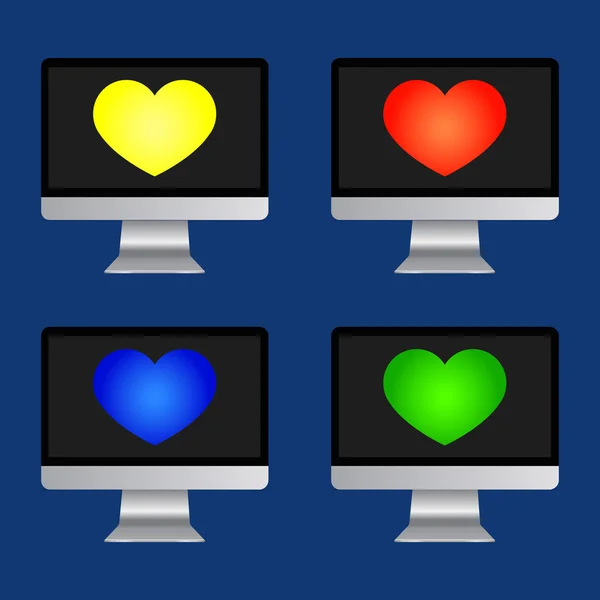 Vector set icons with heart — Stock Vector