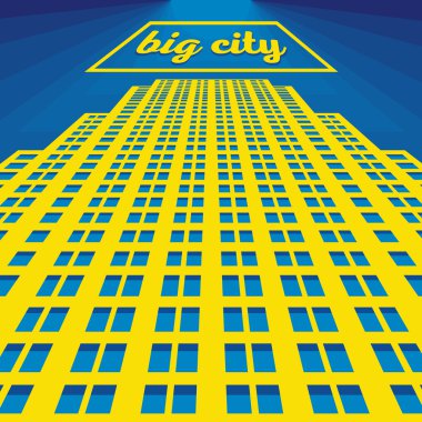 Vector urban concept in flat style - skyscrapers and modern tall