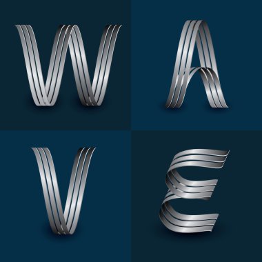 rectangular bent metal font - letter W, A, V, E