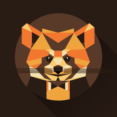 Stylized geometric red panda head in clean minimalistic style in