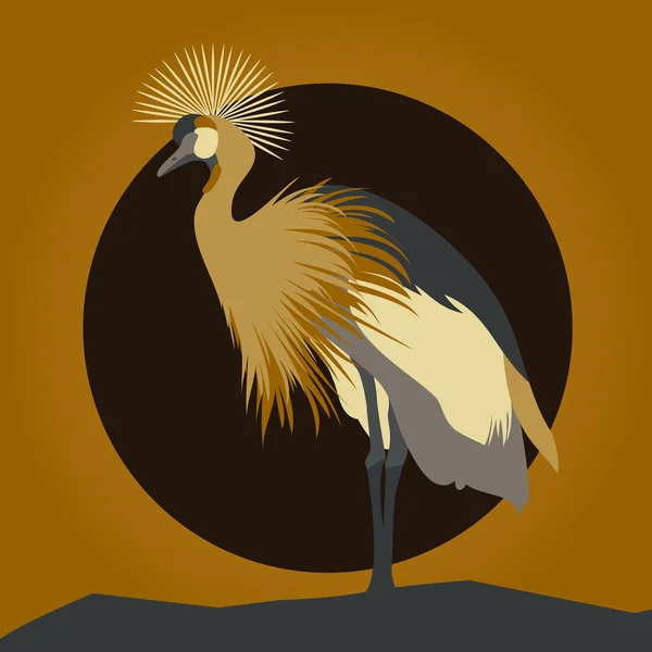 Beautiful young gallant shadoof. Cranes silhouettes (Symbol of p — Stock vektor