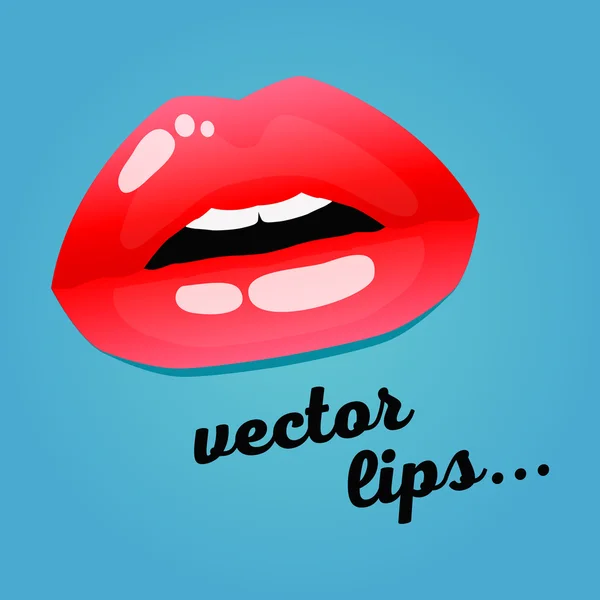 Cosmetics and makeup. Closeup beautiful lips of woman with red l — Stock Vector