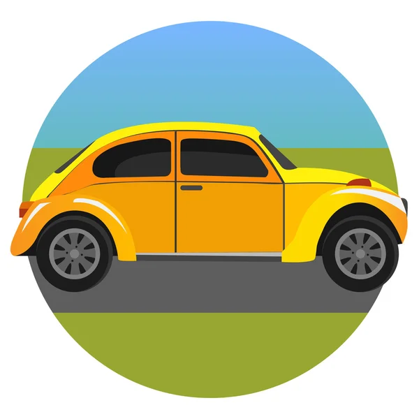 Yellow car. Vector illustration of a yellow car parking on the r — 스톡 벡터