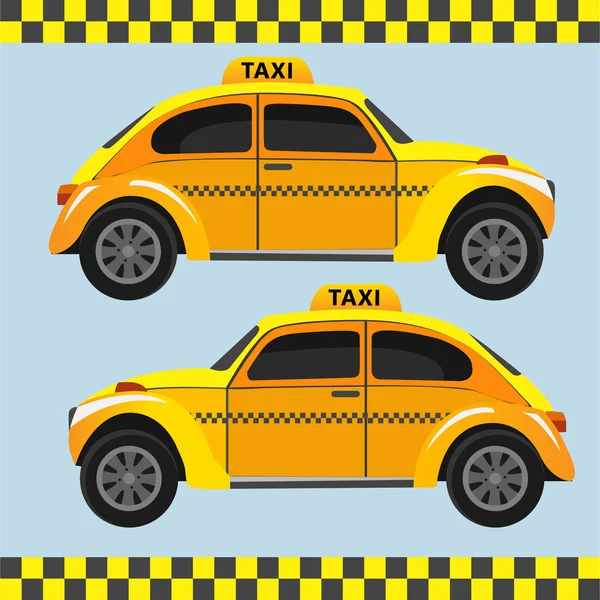 Yellow  retro taxi. Vector illustration — 스톡 벡터