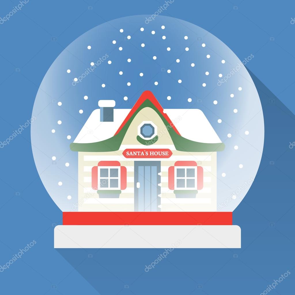 Flat New Year snow globe. Christmas snow globe. Vector snow glob