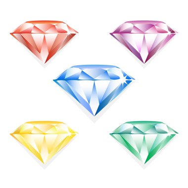 Vector set of colorful shiny jewels. Vector isolated set of colo