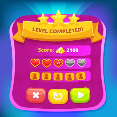 Vector game design interface - scree window for online, flash, a