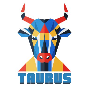 Horoscope, polygonal flat zodiac sign, astrological sign, Taurus