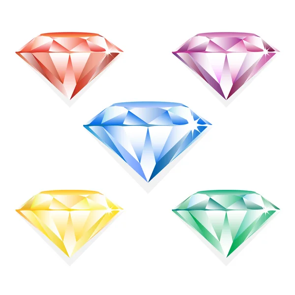Vector set of colorful shiny jewels. Vector isolated set of colo — ストックベクタ