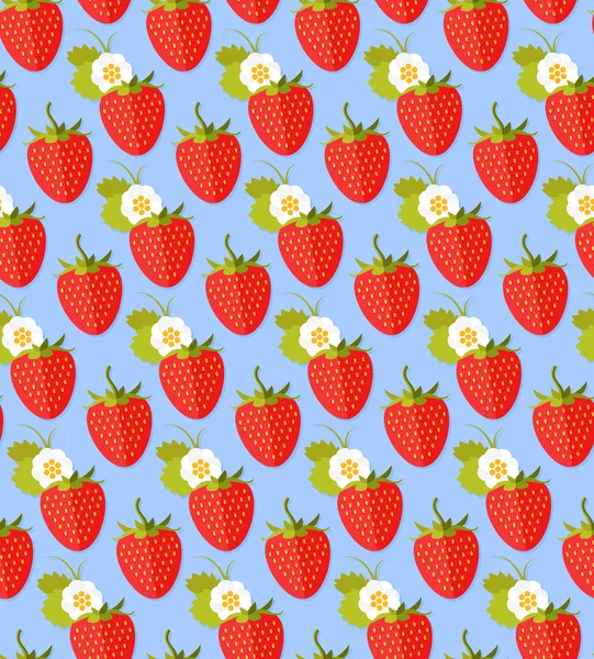 Seamless colorful background made of strawberry in flat design. — Stock Vector