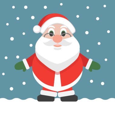 Noel Baba çizgi film düz tasarım Noel tatil vektör illustr