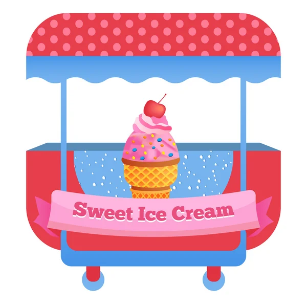 Vettoriale icona del cartone animato del negozio di mercato con gelato — Vettoriale Stock