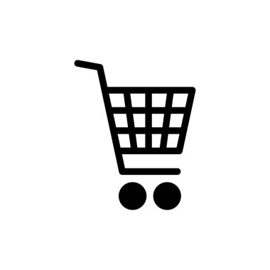 Web ve mobil uygulama için ikon vektörü alınıyor. Alışveriş arabası işareti ve sembol. Trolley simgesi