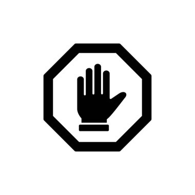 Web ve mobil uygulama için simge vektörünü durdur. Dur tabelası. Dur işareti ve sembol. Kırmızı tabelayı elle girmeyin