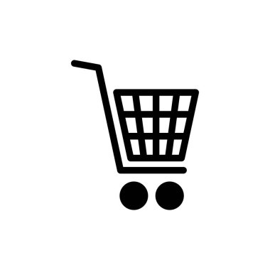Web ve mobil uygulama için ikon vektörü alınıyor. Alışveriş arabası işareti ve sembol. Trolley simgesi