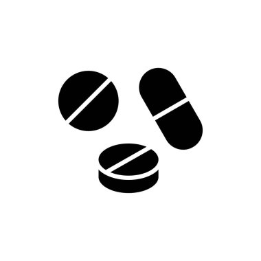 İnternet ve mobil uygulama için hap ikonu vektörü. Kapsül simgesi. Uyuşturucu işareti ve sembol