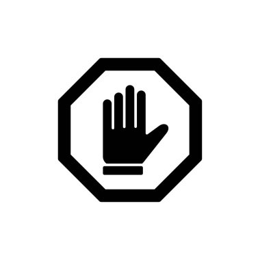 Web ve mobil uygulama için simge vektörünü durdur. Dur tabelası. Dur işareti ve sembol. Kırmızı tabelayı elle girmeyin