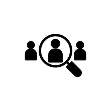 Web ve mobil uygulama için simge vektörü işe alınıyor. Arama işi boşluk işareti ve sembol. İnsan kaynakları konsepti. İşe alım.