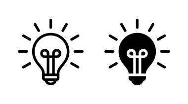 Lamba simgesi kümesi vektörü. Ampul işareti ve sembol. fikir sembolü.