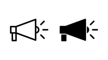 Megafon simgesi kümesi vektörü. Hoparlör işareti ve sembol