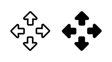 Tam ekran simge vektörü. Tam ekran işareti ve simgeye genişlet. Oklar sembolü